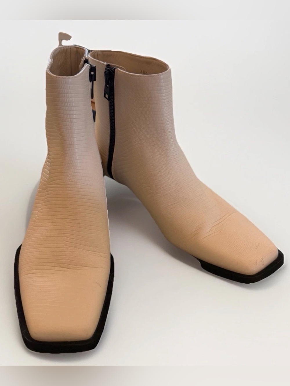 Gently Used Frame Luxury Leather 38.5 Booties, Made In Spain